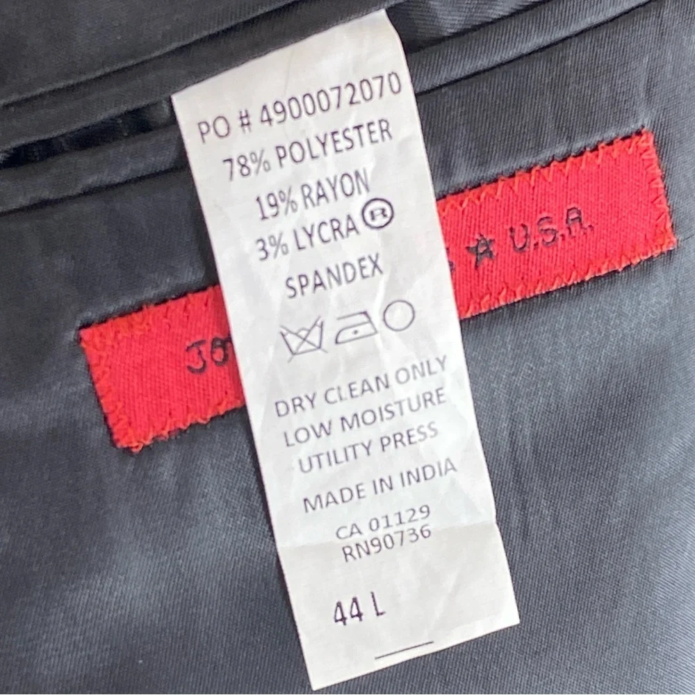 John Varvatos Men’s Gray Poly-Blend‎ Two Button Sport Coat Suit Jacket Sz 44L